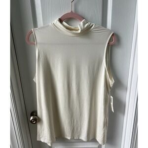 Chicos Ultimate Tee Tank Top Mock Neck Sleeveless Ecru Off White Size 3 NEW